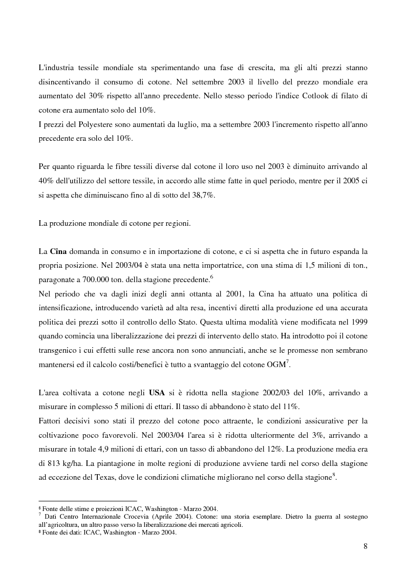 Anteprima della tesi: Il Protezionismo nel Settore del Cotone e gli effetti sull'economia dei paesi dell'Africa Sub-Sahariana, Pagina 6