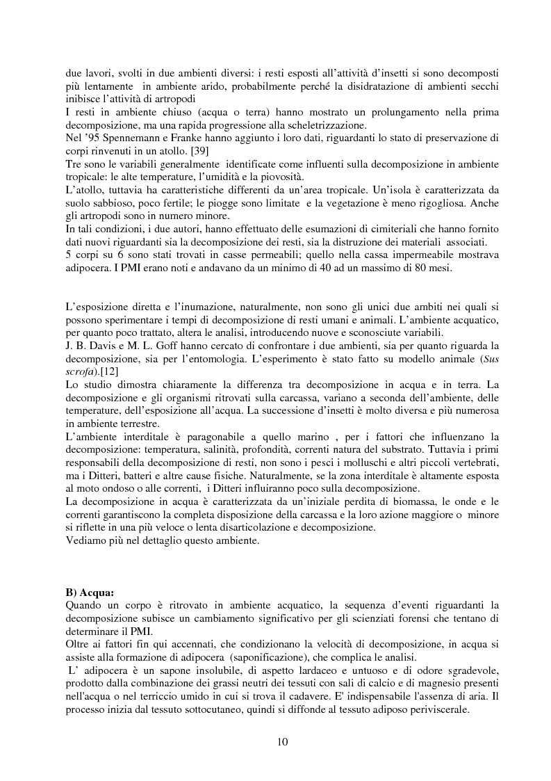 Anteprima della tesi: Studio dei marcatori ambientali e tissutali utili per la determinazione del PMI (postmortem interval), Pagina 10