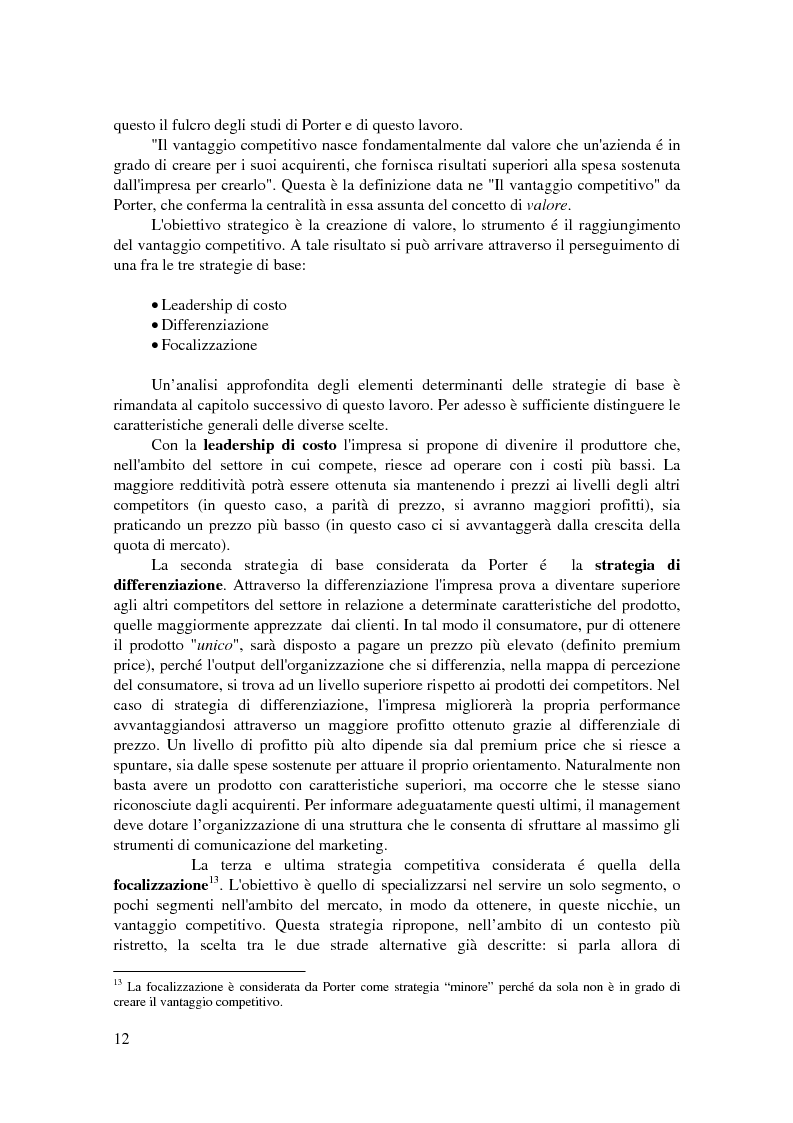 Anteprima della tesi: Conoscere, raggiungere, mantenere il vantaggio competitivo. Analisi di casi aziendali di successo: Ryanair, Illycaffé, Geox, Pagina 10