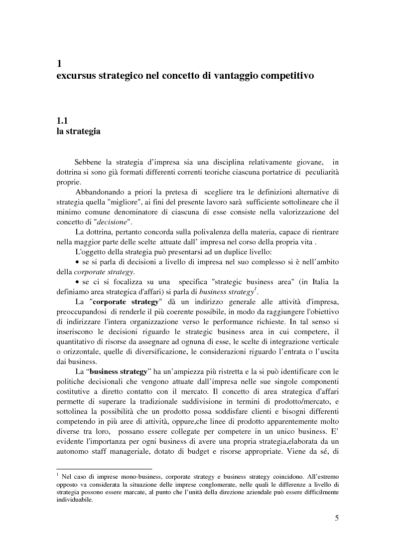 Anteprima della tesi: Conoscere, raggiungere, mantenere il vantaggio competitivo. Analisi di casi aziendali di successo: Ryanair, Illycaffé, Geox, Pagina 3