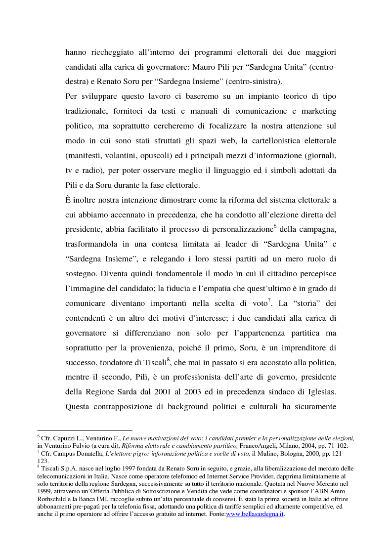 Anteprima della tesi: La comunicazione dei candidati alla Presidenza nella campagna regionale sarda del 2004., Pagina 3