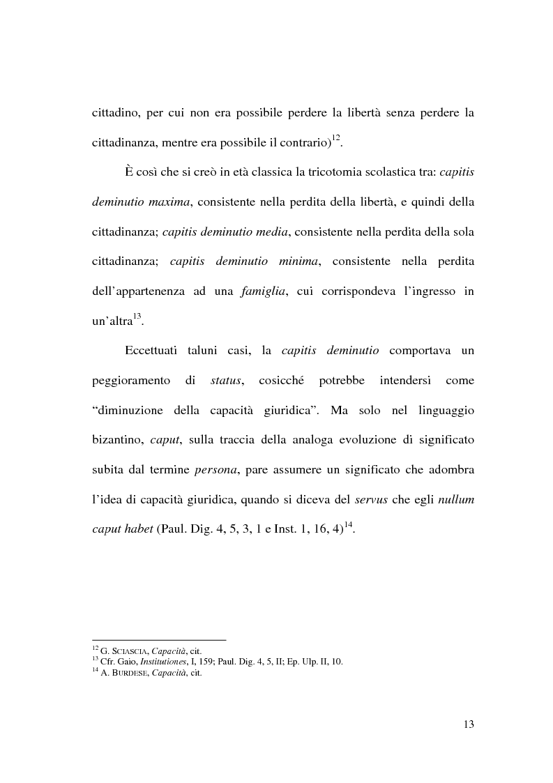 Anteprima della tesi: Art. 1 c.c.: La capacità giuridica. Significato ed evoluzione del concetto., Pagina 9