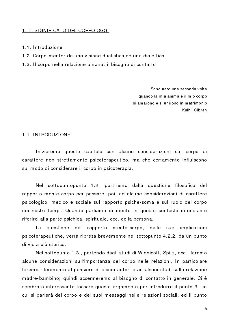 Anteprima della tesi: Il corpo in psicoterapia. La ''danza terapia'': problemi e prospettive, Pagina 6
