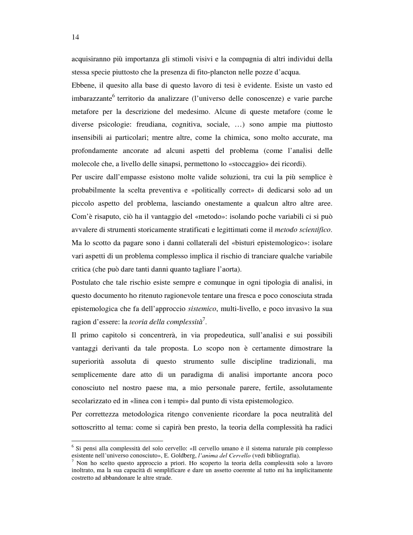 Anteprima della tesi: Dal cervello subcognitivo al progetto di un software per il Knowledge Management. La teoria della complessità applicata alla rappresentazione e valorizzazione della conoscenza., Pagina 9