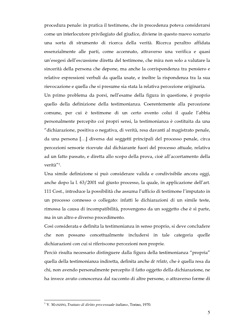 Anteprima della tesi: La testimonianza indiretta nel processo penale, Pagina 2