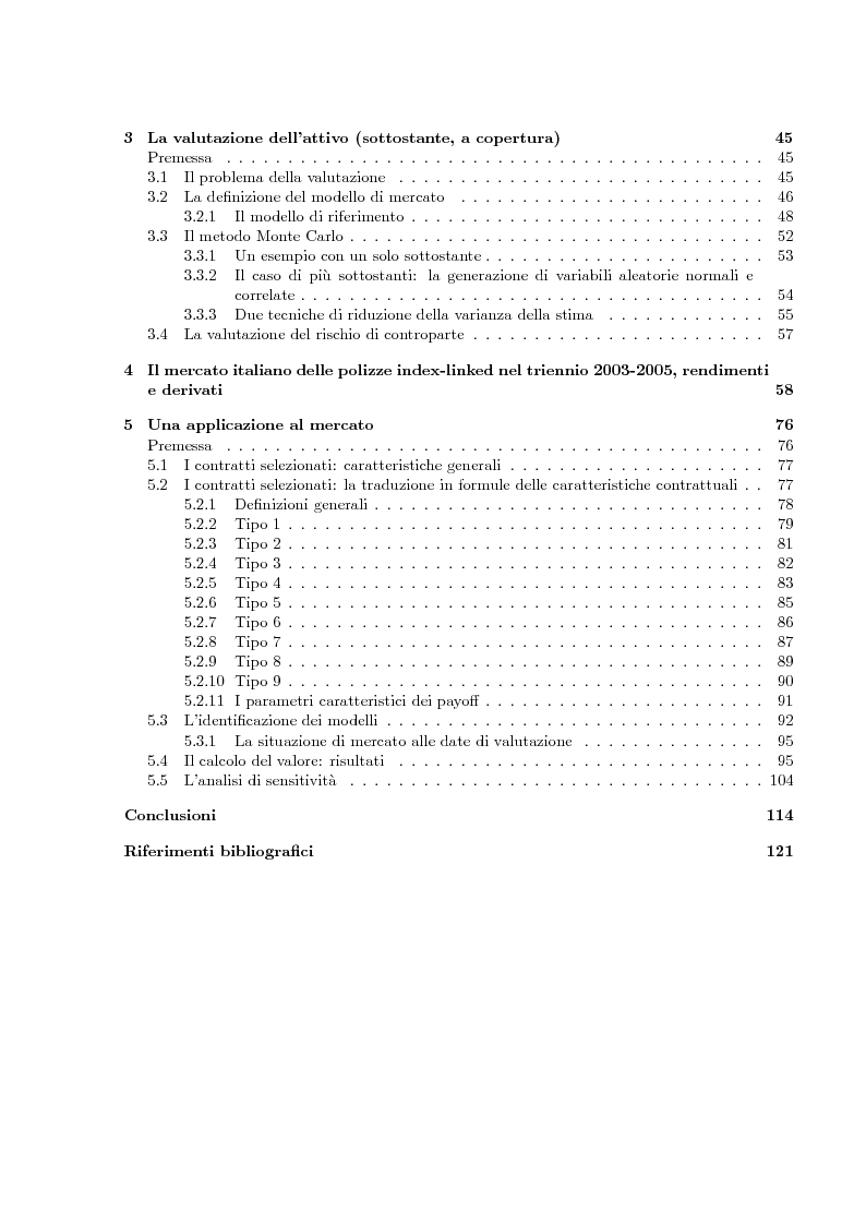 Indice della tesi: Valutazione e Controllo di Polizze Index-Linked, Pagina 2