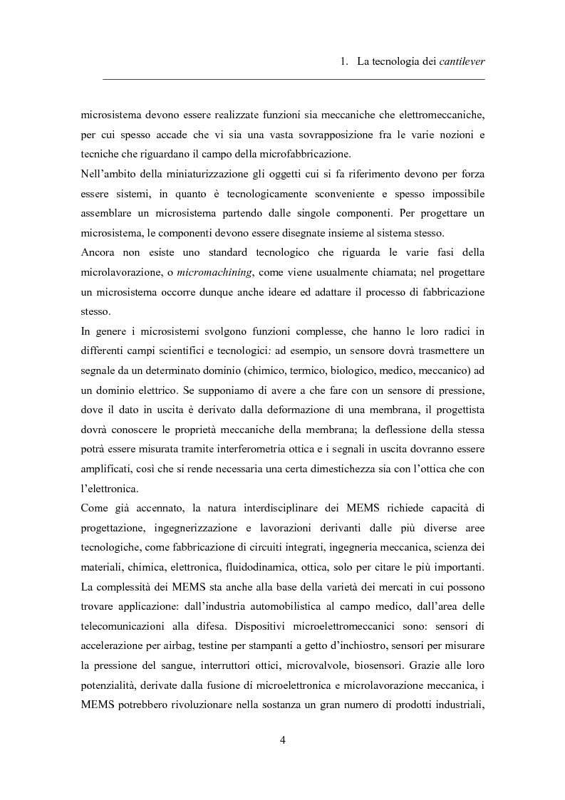 Anteprima della tesi: Twin-cantilevers: un sistema innovativo per la rivelazione dell'ibridizzazione del DNA su singola molecola, Pagina 4