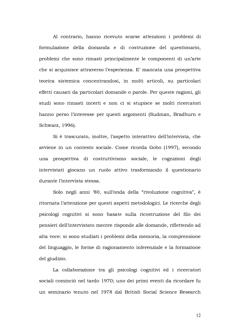 Anteprima della tesi: Il processo di formulazione della risposta nei sondaggi d'opinione, Pagina 6