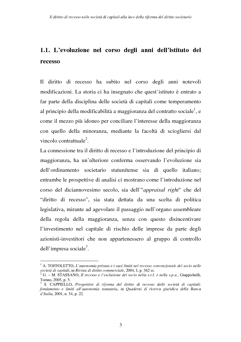 Anteprima della tesi: Il ''nuovo'' diritto di recesso secondo la riforma del diritto societario (d.lgs. 6/2003), Pagina 3