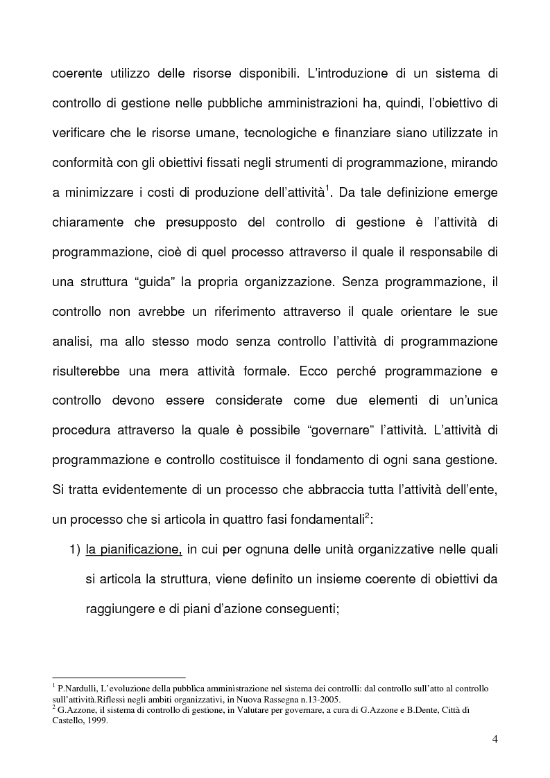 Anteprima della tesi: Il sistema dei controlli interni di tipo gestionale nelle pubbliche amministrazioni, Pagina 4