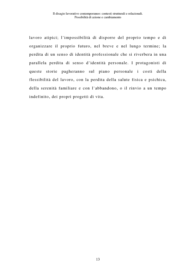 Anteprima della tesi: Il disagio lavorativo contemporaneo. Contesti strutturali e relazionali. Possibilità di azione e cambiamento., Pagina 9