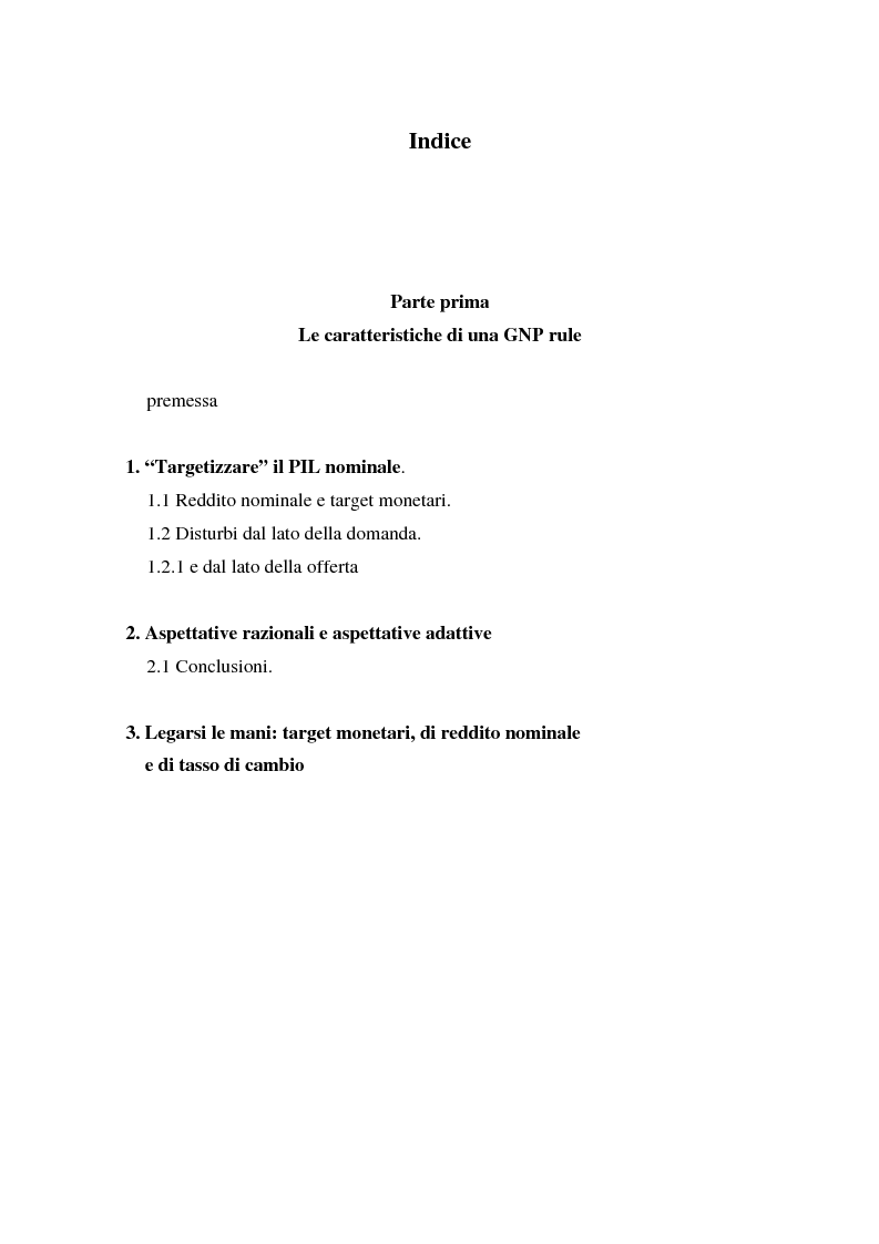 Indice della tesi: Approcci alternativi all'Unione Monetaria Europea - Relazioni possibili tra Paesi In e Paesi Oot, Pagina 1