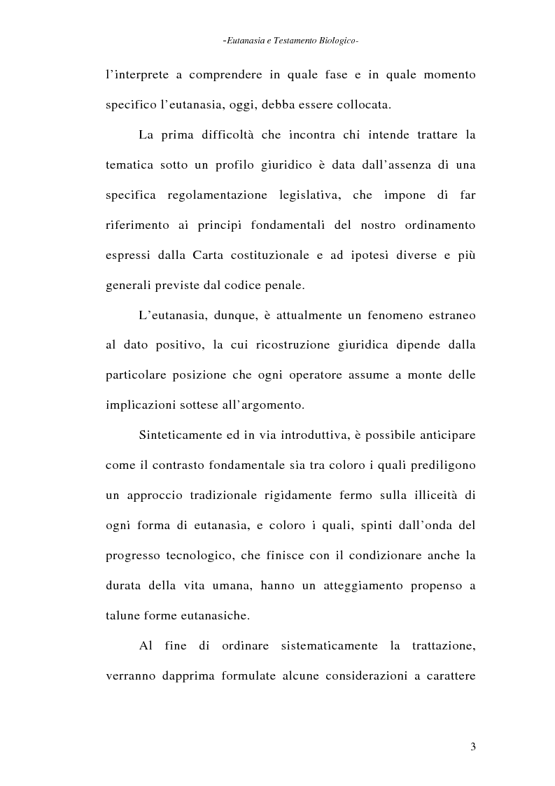 Anteprima della tesi: Eutanasia e testamento biologico, Pagina 3