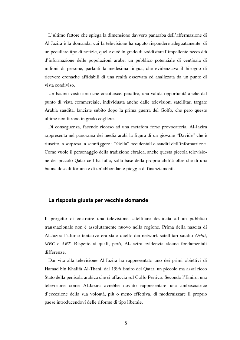 Anteprima della tesi: Lo sguardo di Al-Jazira. L'agenda setting e il concetto di notizia per la televisione satellitare che ha rivoluzionato il giornalismo arabo, Pagina 7