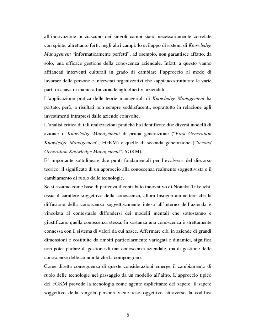 Anteprima della tesi: Progettazione, realizzazione e monitoraggio di un sistema di gestione della conoscenza in ambito organizzativo / aziendale., Pagina 3