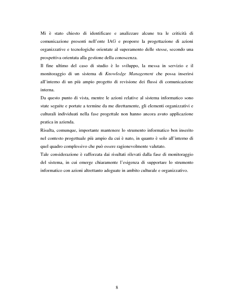Anteprima della tesi: Progettazione, realizzazione e monitoraggio di un sistema di gestione della conoscenza in ambito organizzativo / aziendale., Pagina 5