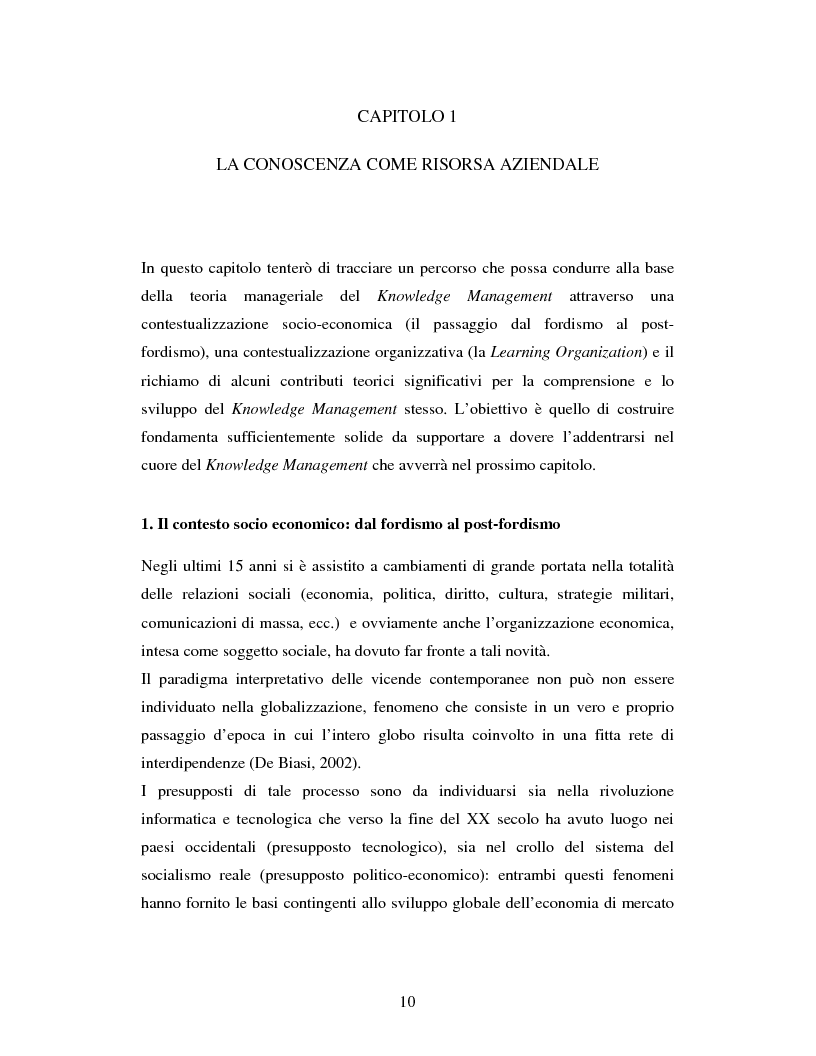 Anteprima della tesi: Progettazione, realizzazione e monitoraggio di un sistema di gestione della conoscenza in ambito organizzativo / aziendale., Pagina 7