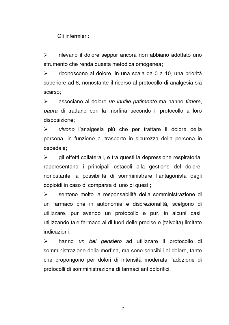 Anteprima della tesi: Il trattamento del dolore acuto nell'ambito dell'emergenza extraospedaliera: l'autonomia infermieristica, la collaborazione multidisciplinare, le prospettive future, Pagina 7