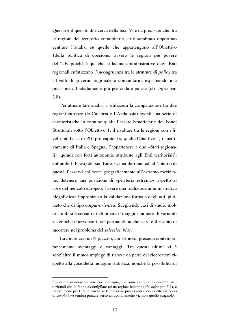 Anteprima della tesi: Europeizzazione e politica di coesione nelle Regioni Obiettivo 1. I casi di Calabria e Andalusia, Pagina 4