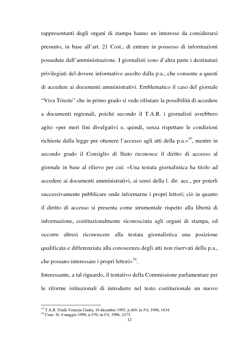 Anteprima della tesi: Il diritto di accesso agli atti e ai documenti presso la Pubblica Amministrazione, Pagina 10