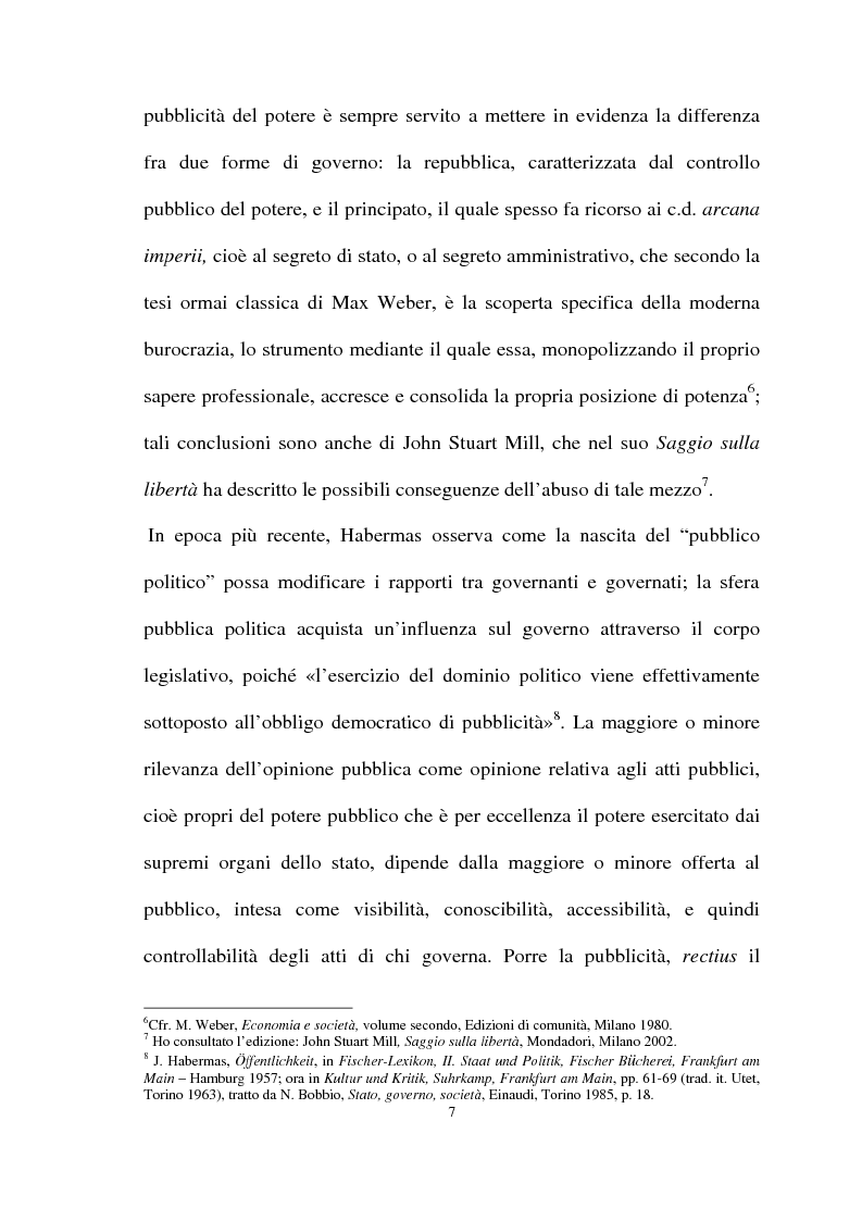Anteprima della tesi: Il diritto di accesso agli atti e ai documenti presso la Pubblica Amministrazione, Pagina 5