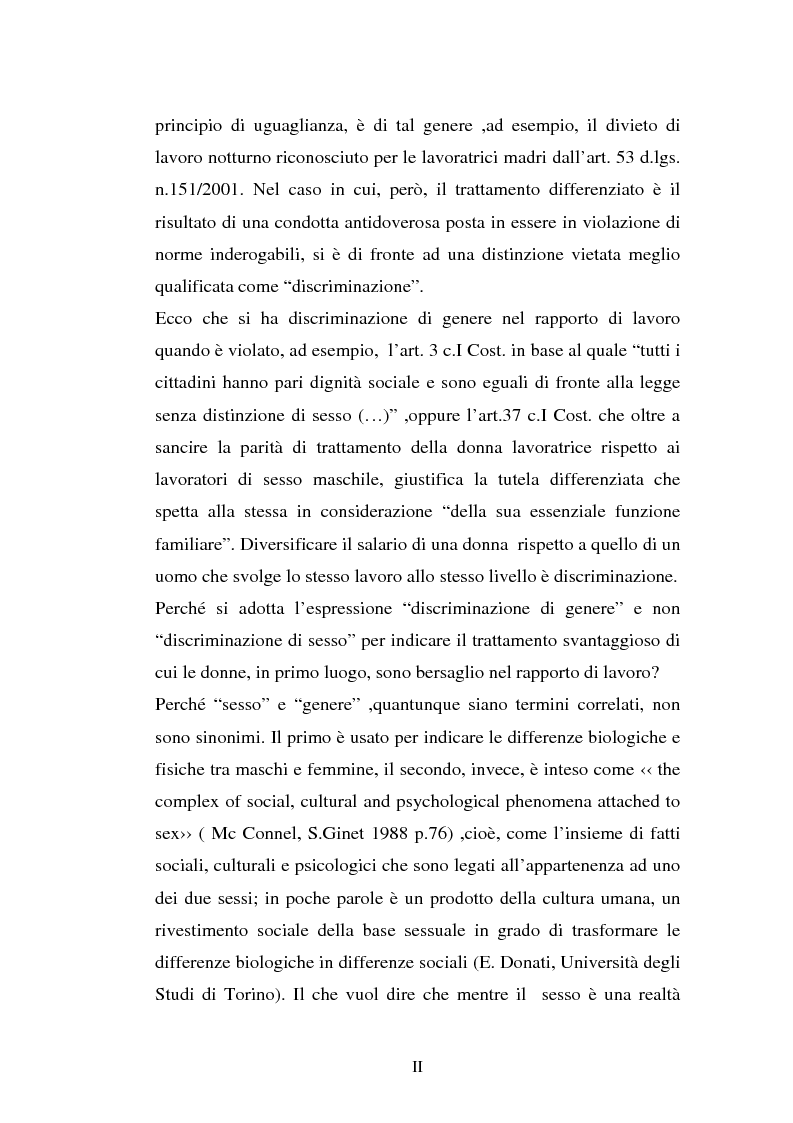 Anteprima della tesi: Le discriminazioni di genere nel rapporto di lavoro, Pagina 2