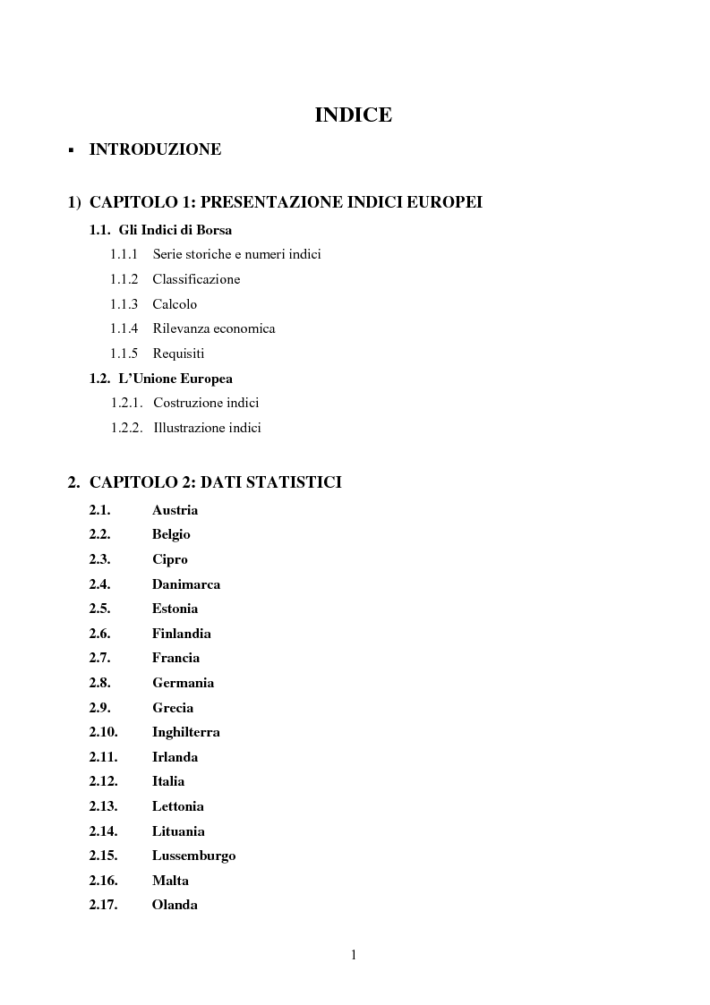 borsa europee indici