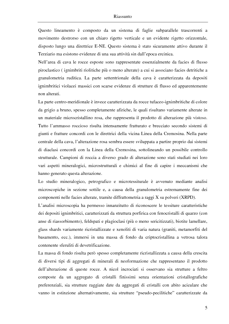 Anteprima della tesi: Caratterizzazione geologica, mineralogica e geochimica di vulcaniti alterate per la formazione di ceramiche vetrificate, Caprile (prov. di Biella), Pagina 2