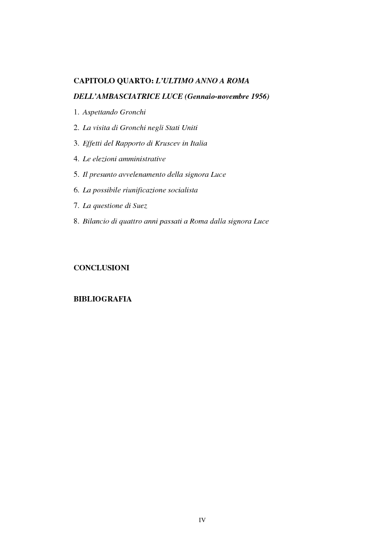 Indice della tesi: L'ambasciata di Clare Boothe Luce in Italia, 1953-1956, Pagina 3