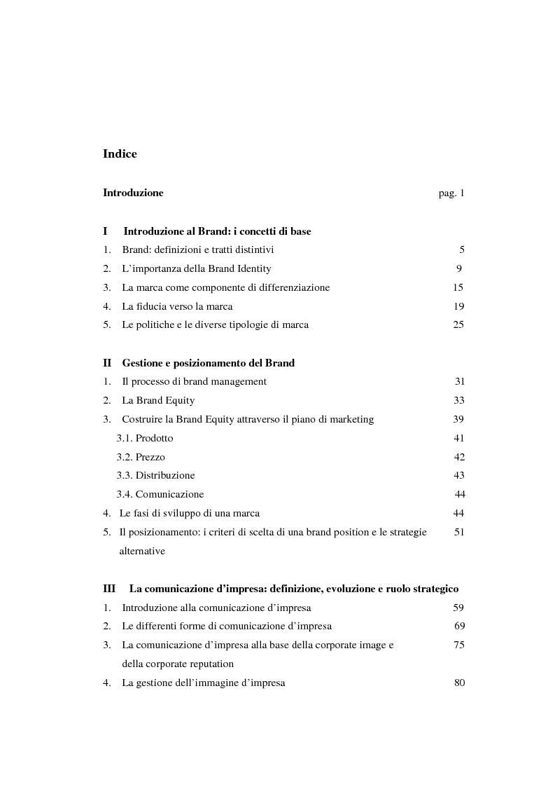 Indice della tesi: Il mix comunicazionale per il successo di un brand: il caso G-Key, Pagina 1