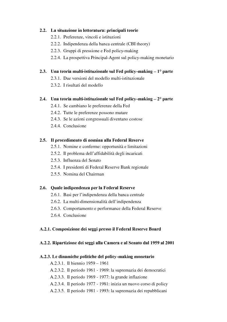 Indice della tesi: Il ruolo dei modelli macroeconomici nelle decisioni della FED: un'analisi della recessione del 90-91, Pagina 3