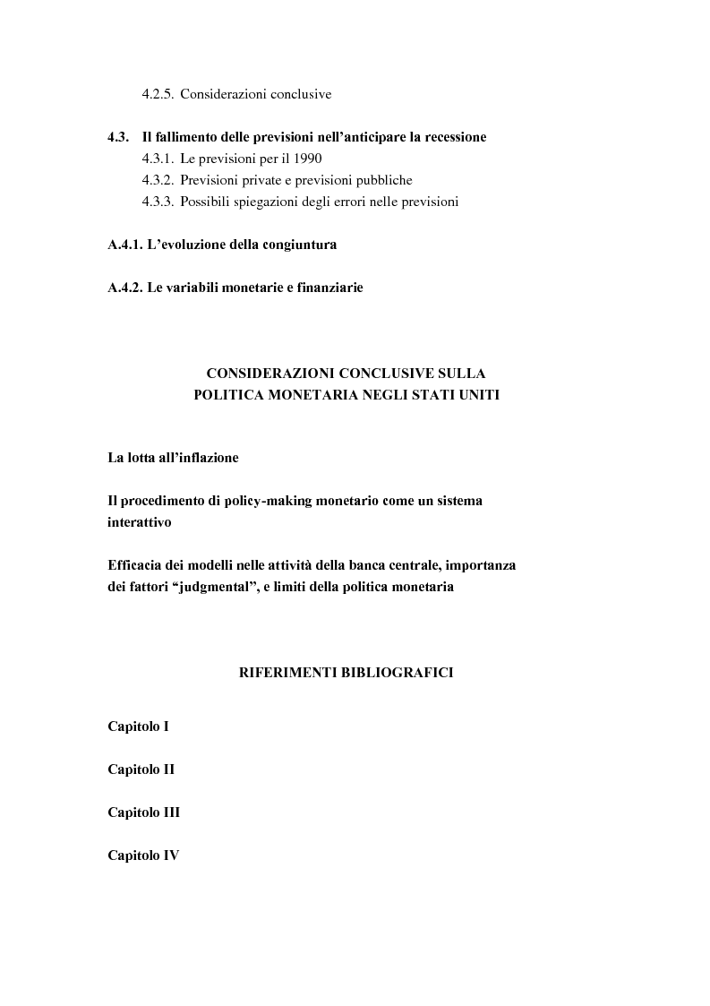 Indice della tesi: Il ruolo dei modelli macroeconomici nelle decisioni della FED: un'analisi della recessione del 90-91, Pagina 6