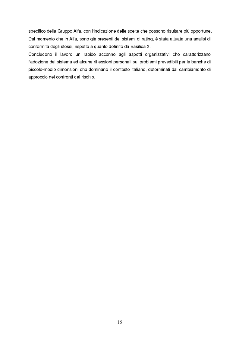 Anteprima della tesi: Progettazione e implementazione di un sistema di internal rating: il caso banca Alfa, Pagina 4