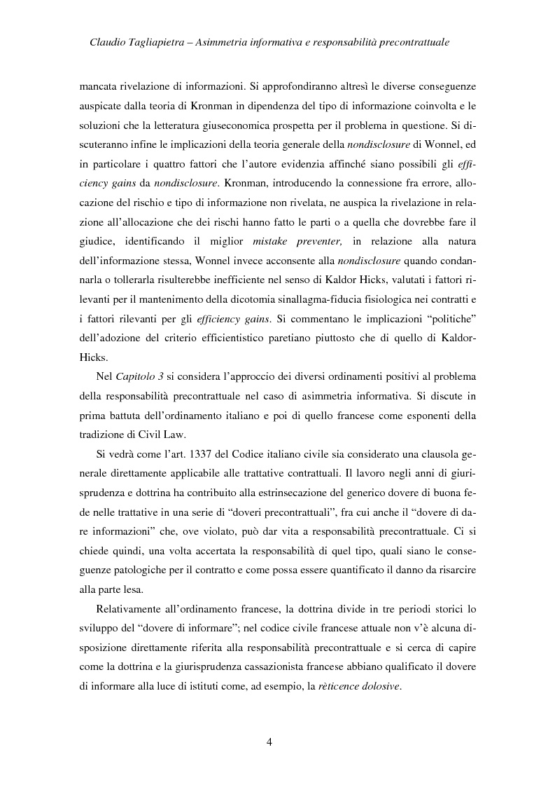 Anteprima della tesi: Asimmetria informativa e responsabilità precontrattuale, Pagina 2