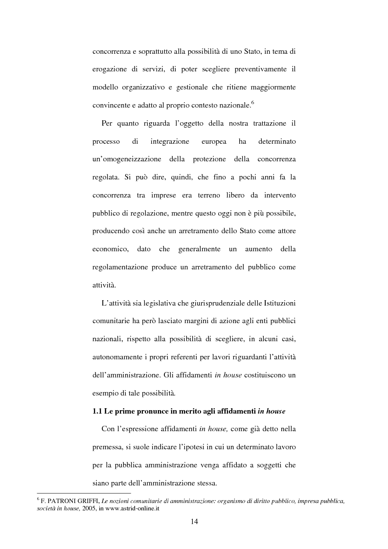 Anteprima della tesi: L’affidamento in house per l’esecuzione e la gestione dei servizi, Pagina 10