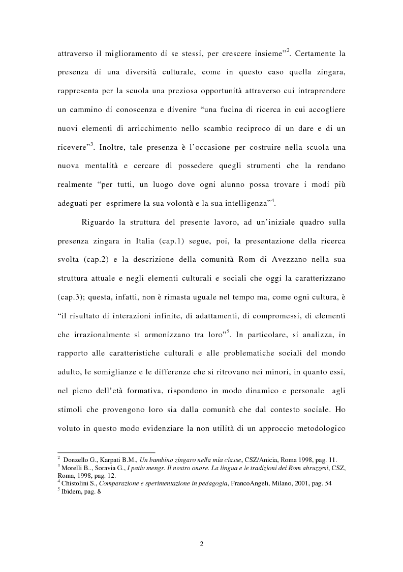 Anteprima della tesi: La comunità Rom di Avezzano: l'integrazione socio-culturale e scolastica dei minori, Pagina 2