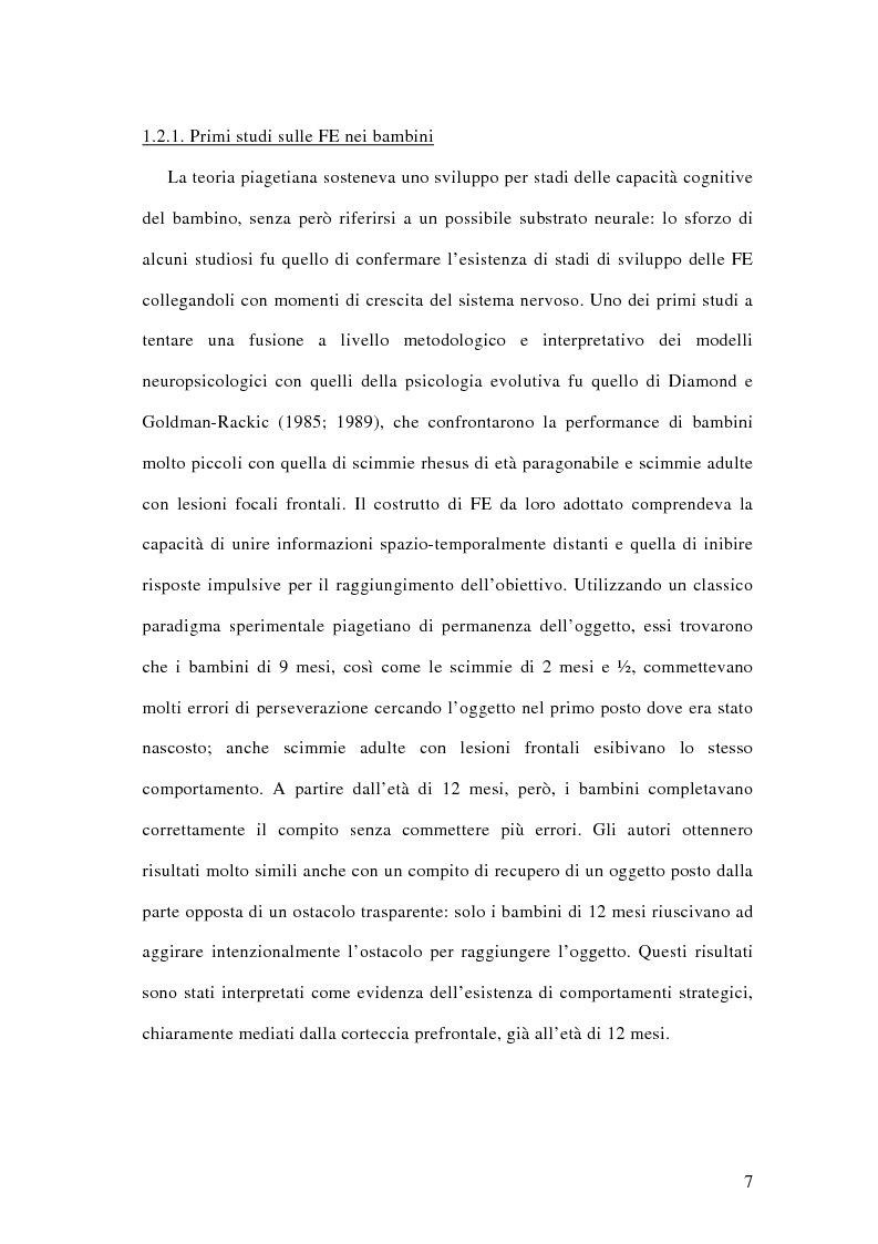 Anteprima della tesi: Sviluppo e valutazione delle funzioni esecutive in bambini di età scolare, Pagina 7