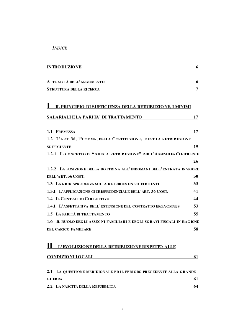 Indice della tesi: Retribuzione sufficiente e condizioni locali, Pagina 1