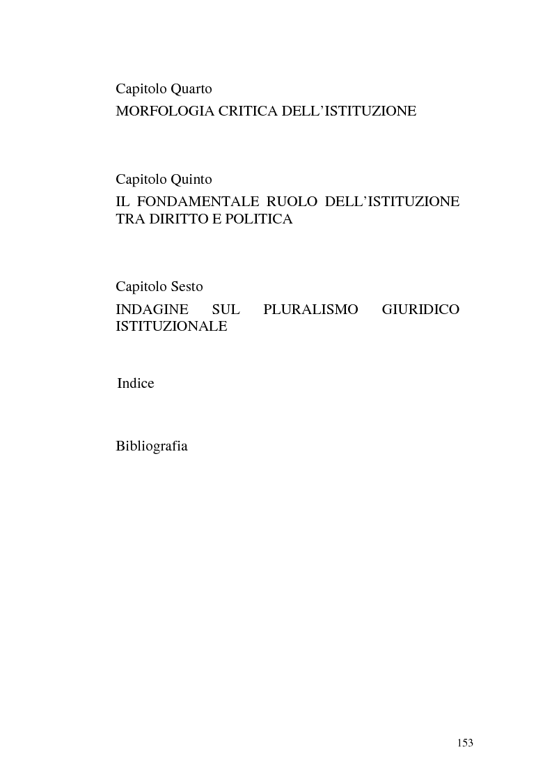 Indice della tesi: La Teoria dell'Istituzione tra Diritto e Politica, Pagina 2