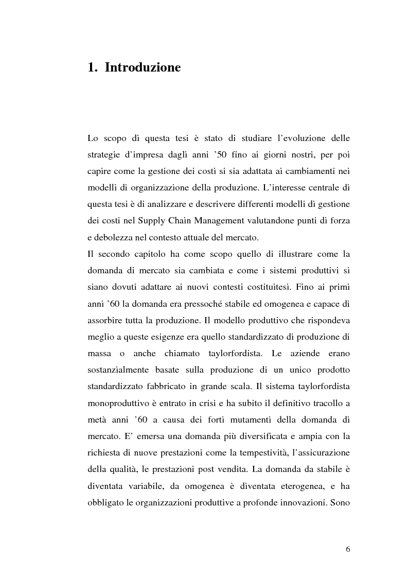 Anteprima della tesi: La gestione dei costi in un'ottica di Supply Chain Management, Pagina 2