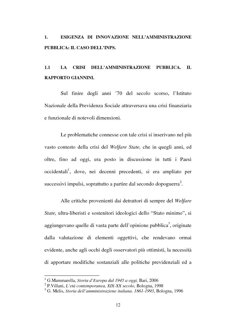 Anteprima della tesi: Amministrazione Pubblica e innovazione: il processo di riforma dell'INPS (1979-2005), Pagina 7