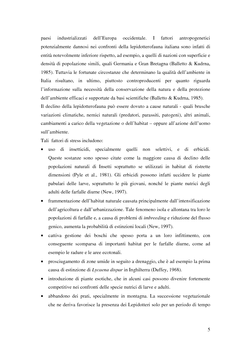 Anteprima della tesi: Studio dei popolamenti di Lepidotteri Ropaloceri (Lepidoptera: Rhopalocera) in prati delle prealpi bresciane comune di Monno (BS), Pagina 5