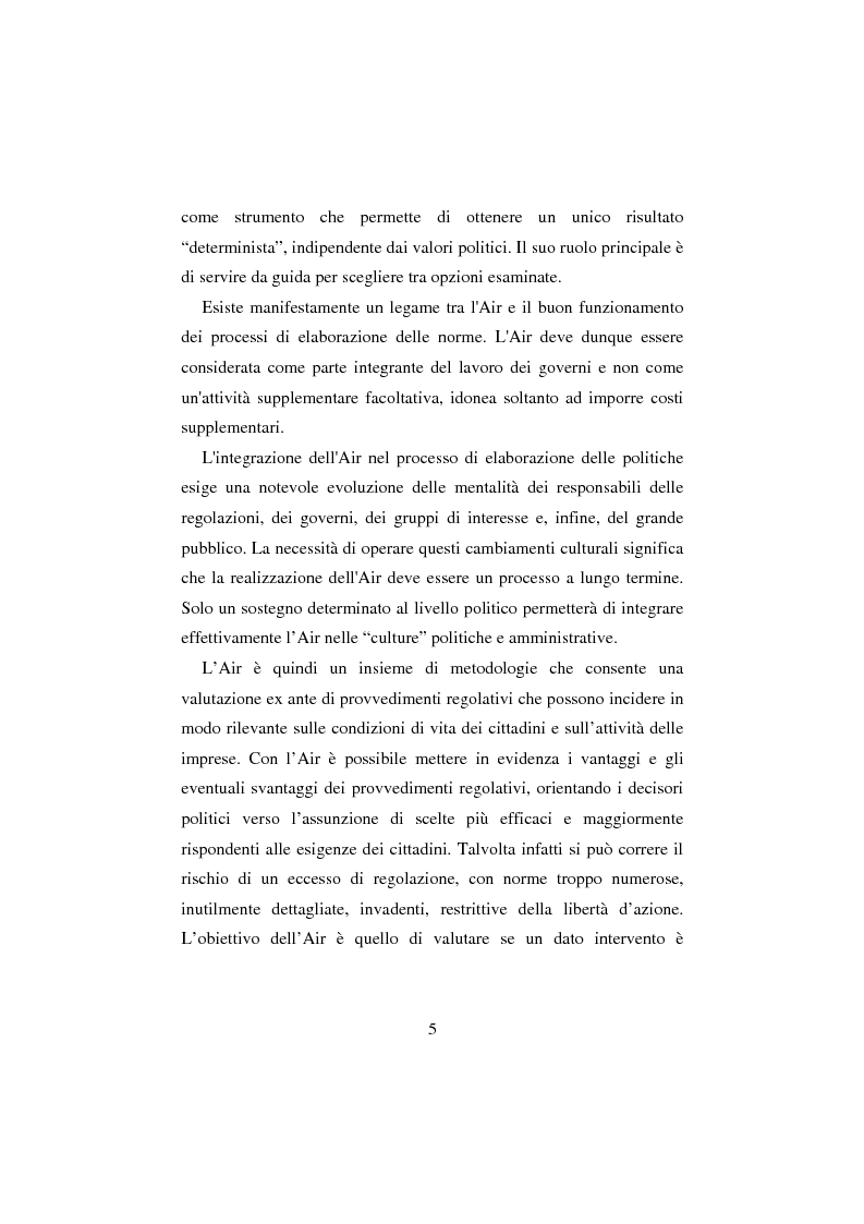 Anteprima della tesi: L' Analisi di Impatto Regolamentare dai profili comparati al caso pratico., Pagina 4