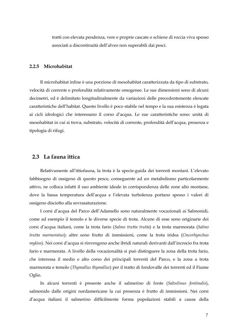 Anteprima della tesi: Caratterizzazione ecologica degli ambienti lotici del Parco dell'Adamello, Pagina 7