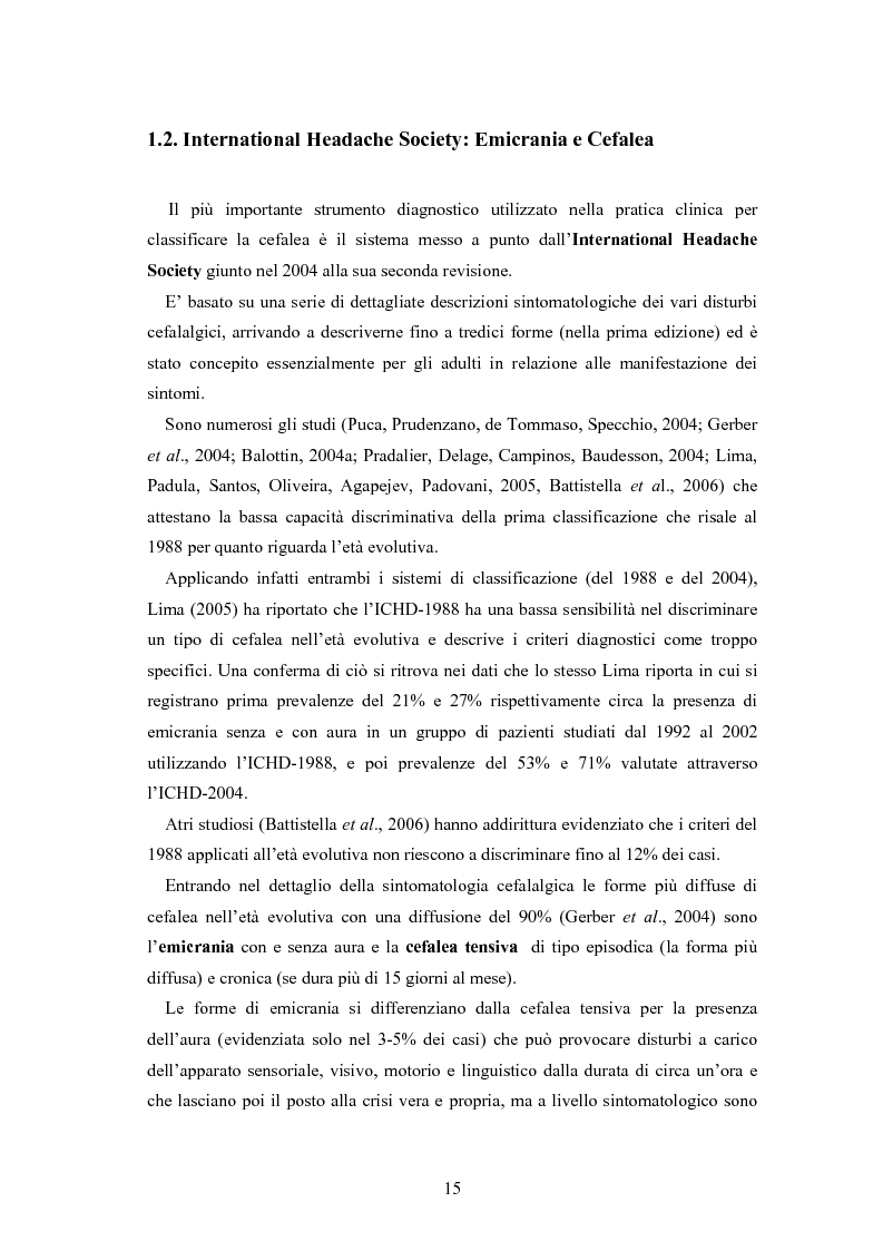 Anteprima della tesi: Aspetti neurofisiologici e correlati psicologici della cefalea in età evolutiva, Pagina 11