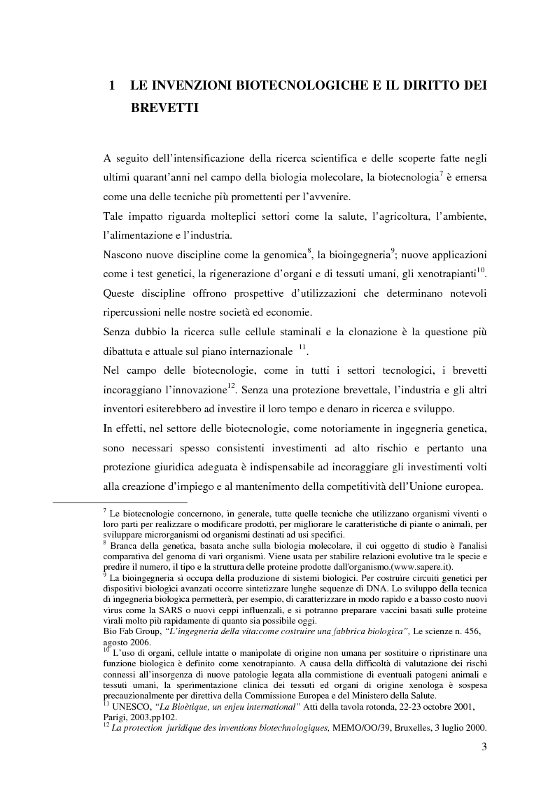Anteprima della tesi: La protezione giuridica delle invenzioni biotecnologiche, Pagina 3