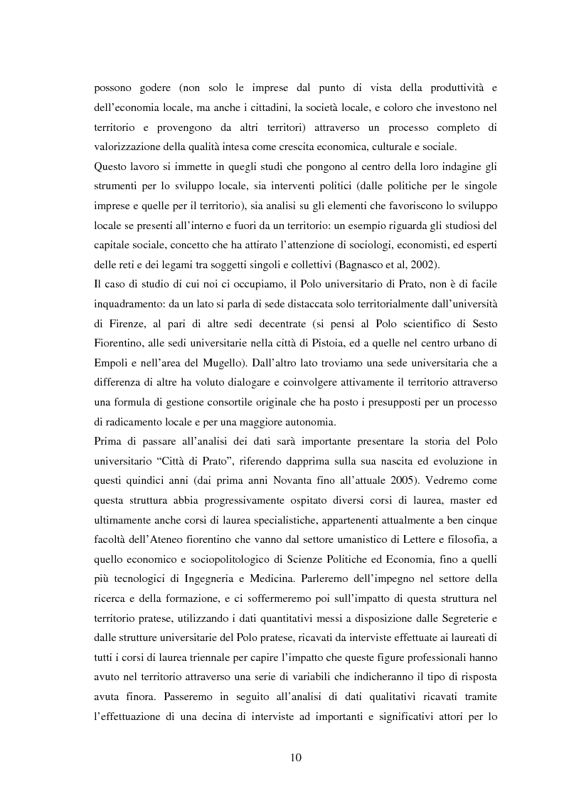 Anteprima della tesi: Università e Sviluppo Locale: il caso del Polo Universitario ''Città di Prato'', Pagina 6