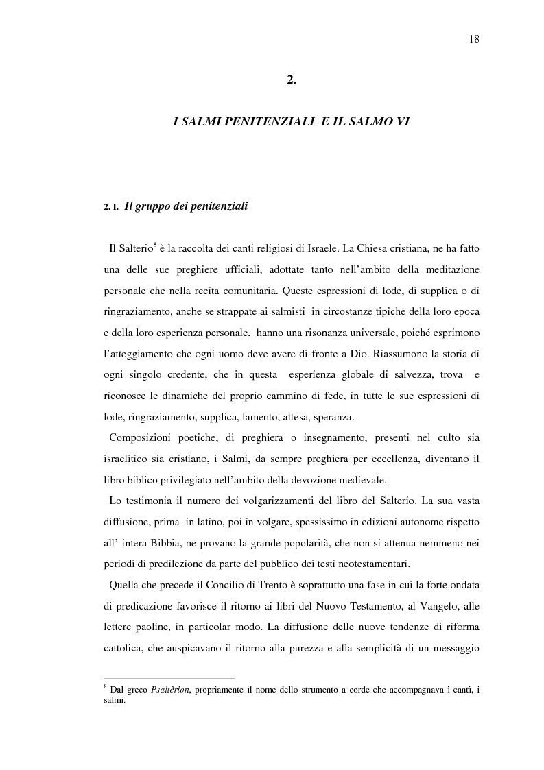 Anteprima della tesi: Volgarizzamenti dei Salmi Penitenziali. Il Salmo VI, Pagina 13