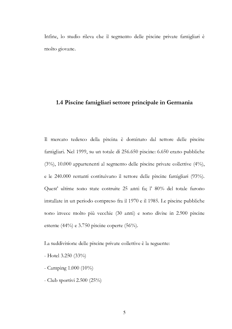 Anteprima della tesi: Il mercato delle piscine e del wellness. Il Salone Mondiale di Lyon ''Piscine 2006''., Pagina 5