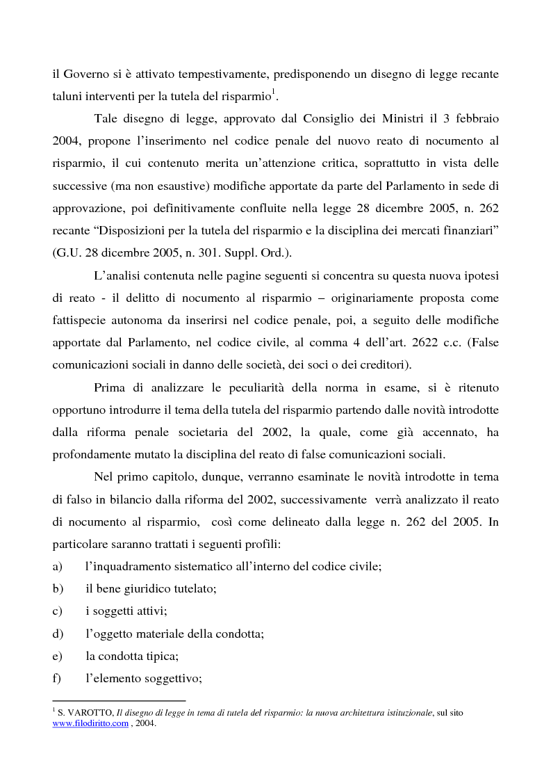 Anteprima della tesi: Il reato di nocumento al risparmio, Pagina 2